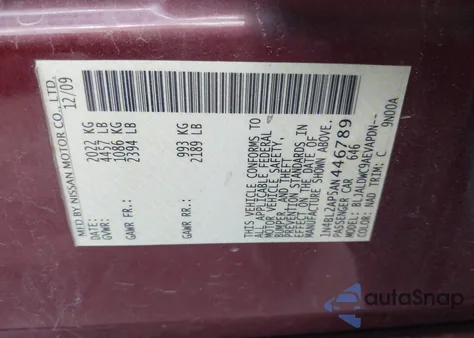 2010 Nissan Altima 3.5 Sr from USA, damaged, VIN 1N4BL2AP5AN446789